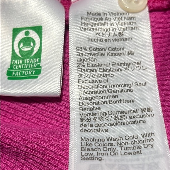 J CREW WOMEN WAFFLE KNIT HENLEY PINK LONG SLEEVE TOP, SIZE S - Picture 9 of 9